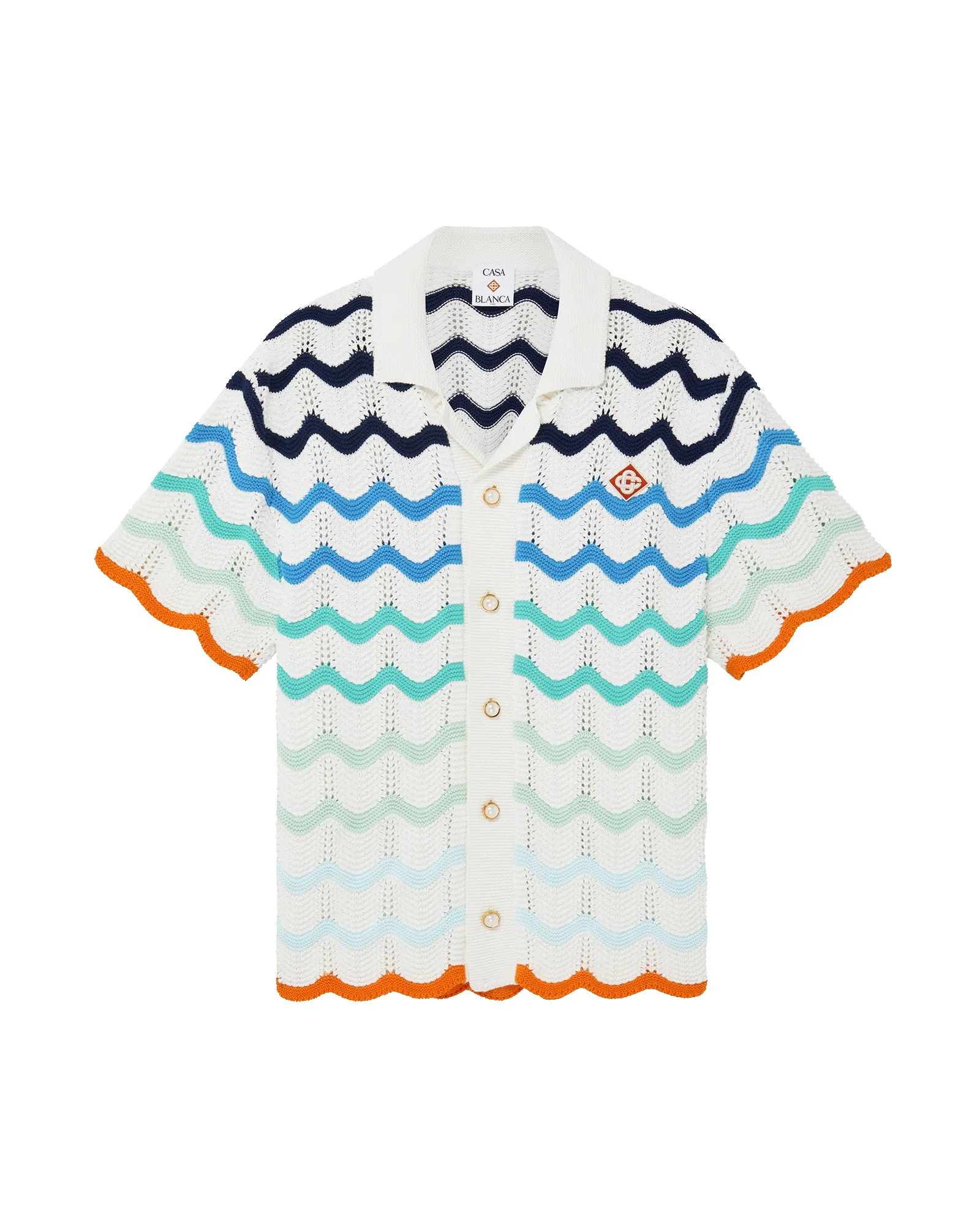 Gradient Wave Short Sleeve Crochet Shirt sold by Casablanca