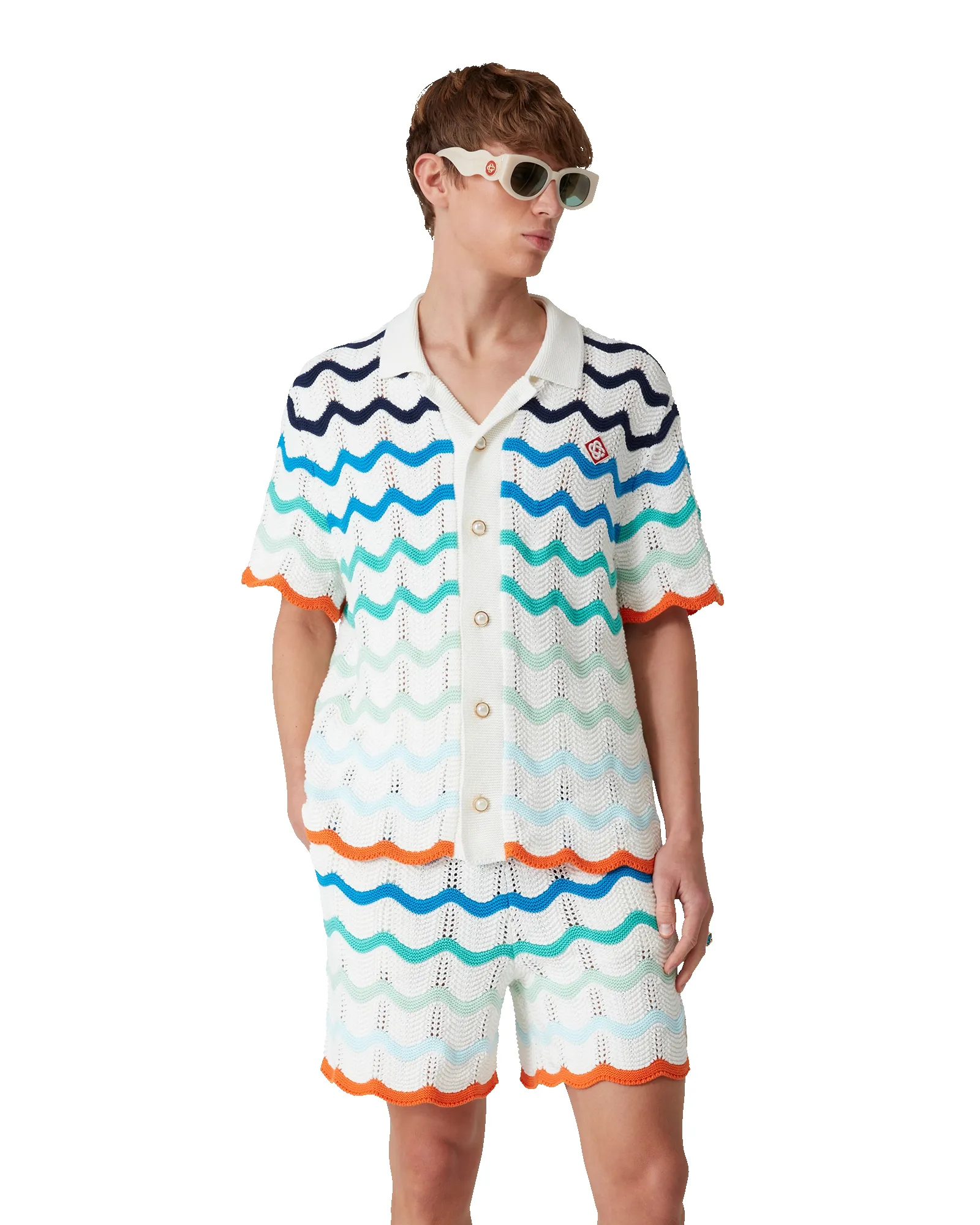 Gradient Wave Short Sleeve Crochet Shirt sold by Casablanca product image thumbnail 4