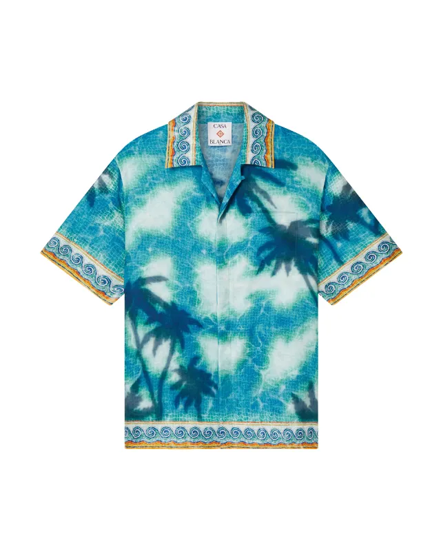 Poolside Emblem Short Sleeve Silk Shirt sold by Casablanca