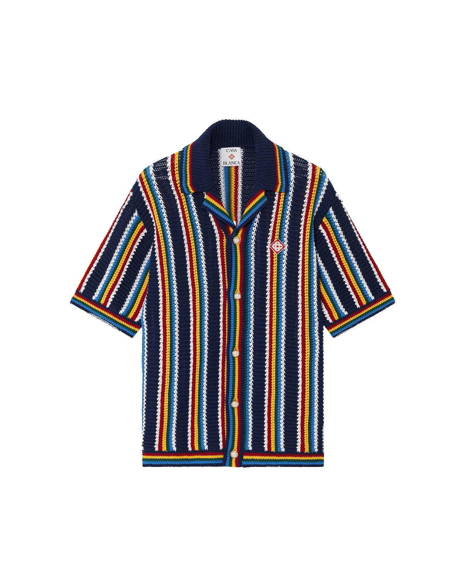 Crochet Short Sleeve Stripe Shirt sold by Casablanca