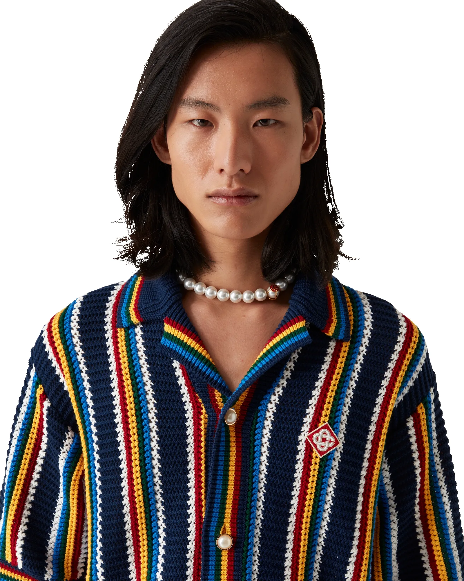 Crochet Short Sleeve Stripe Shirt sold by Casablanca product image thumbnail 5