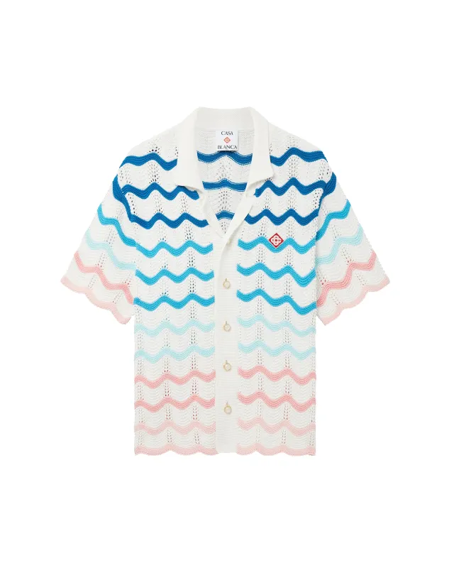 Gradient Wave Short Sleeve Crochet Shirt sold by Casablanca