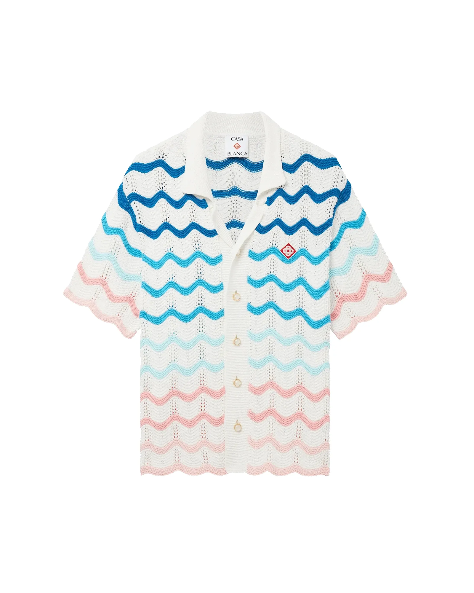 Gradient Wave Short Sleeve Crochet Shirt sold by Casablanca