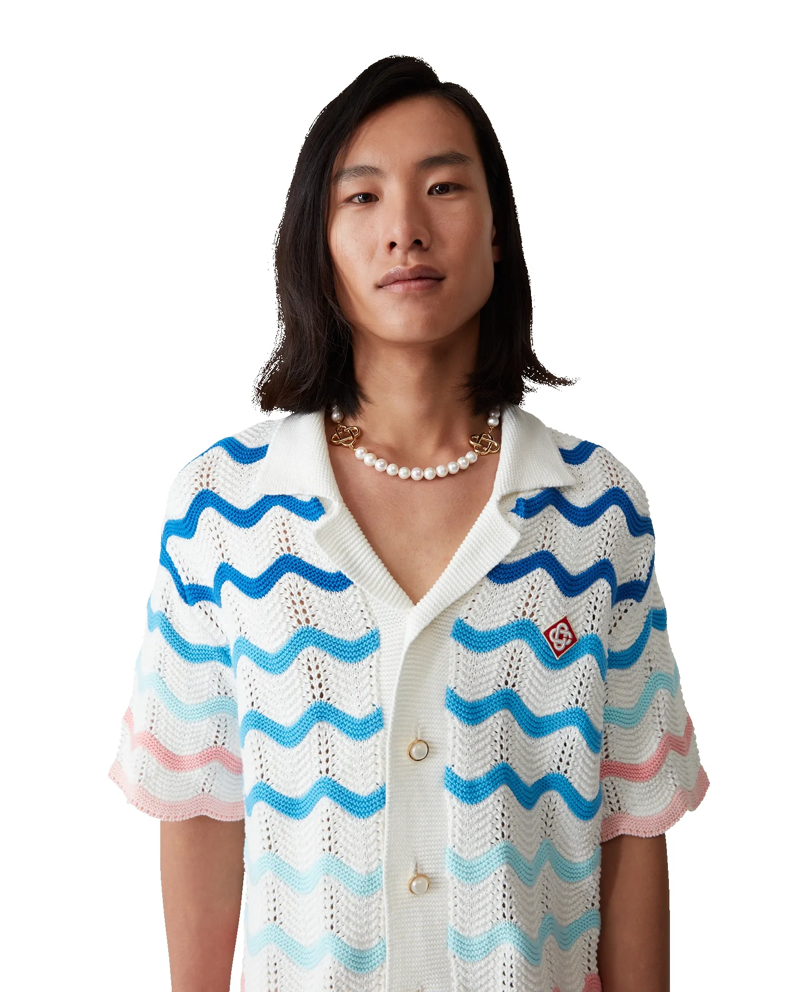 Gradient Wave Short Sleeve Crochet Shirt sold by Casablanca product image thumbnail 5