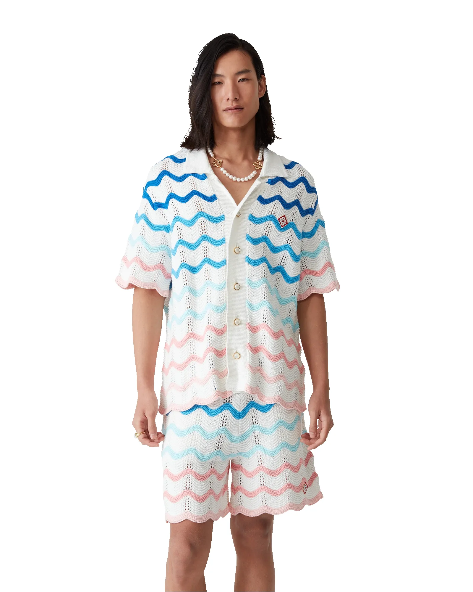 Gradient Wave Short Sleeve Crochet Shirt sold by Casablanca product image thumbnail 4