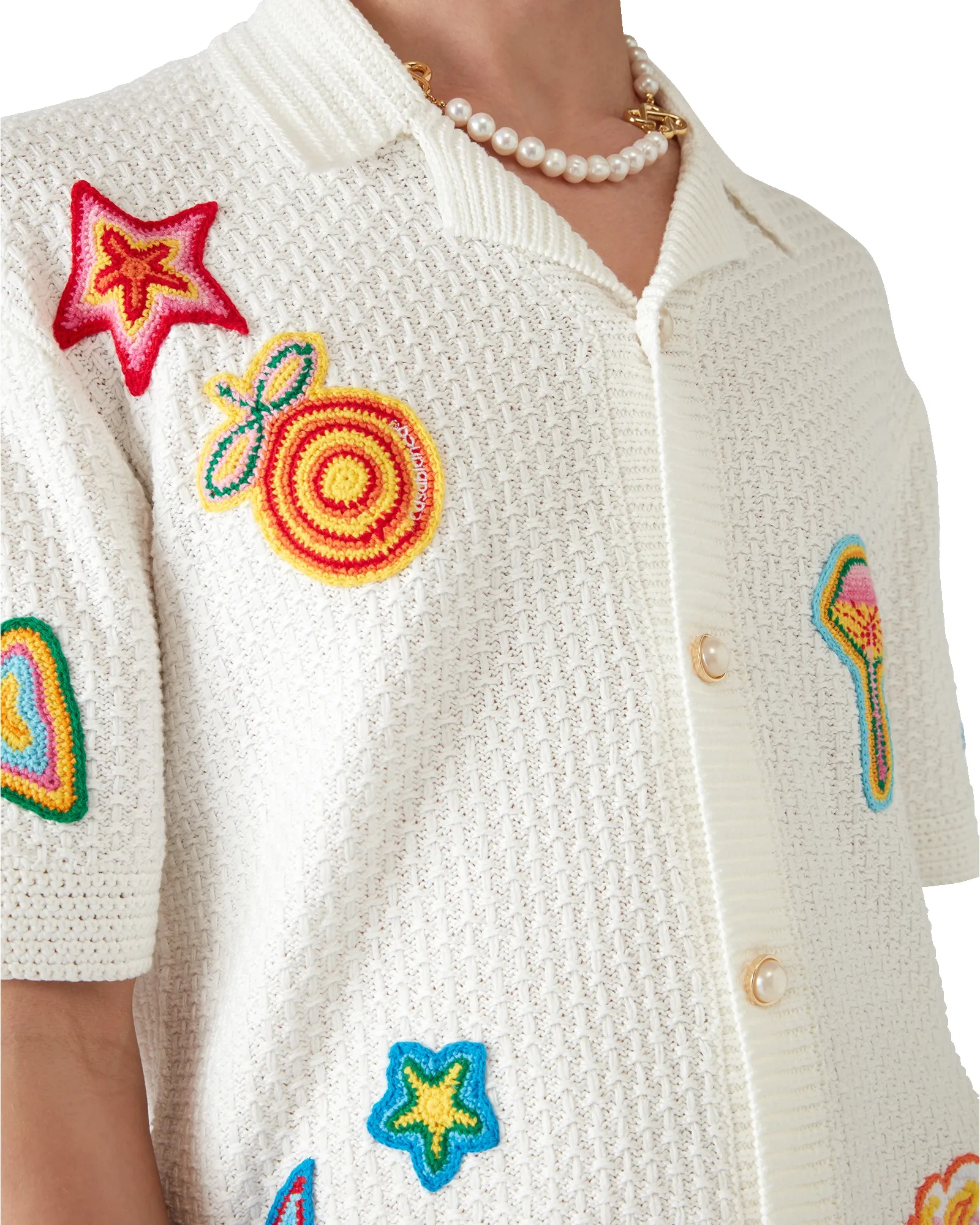 Motif Short Sleeve Crochet Shirt sold by Casablanca product image thumbnail 4