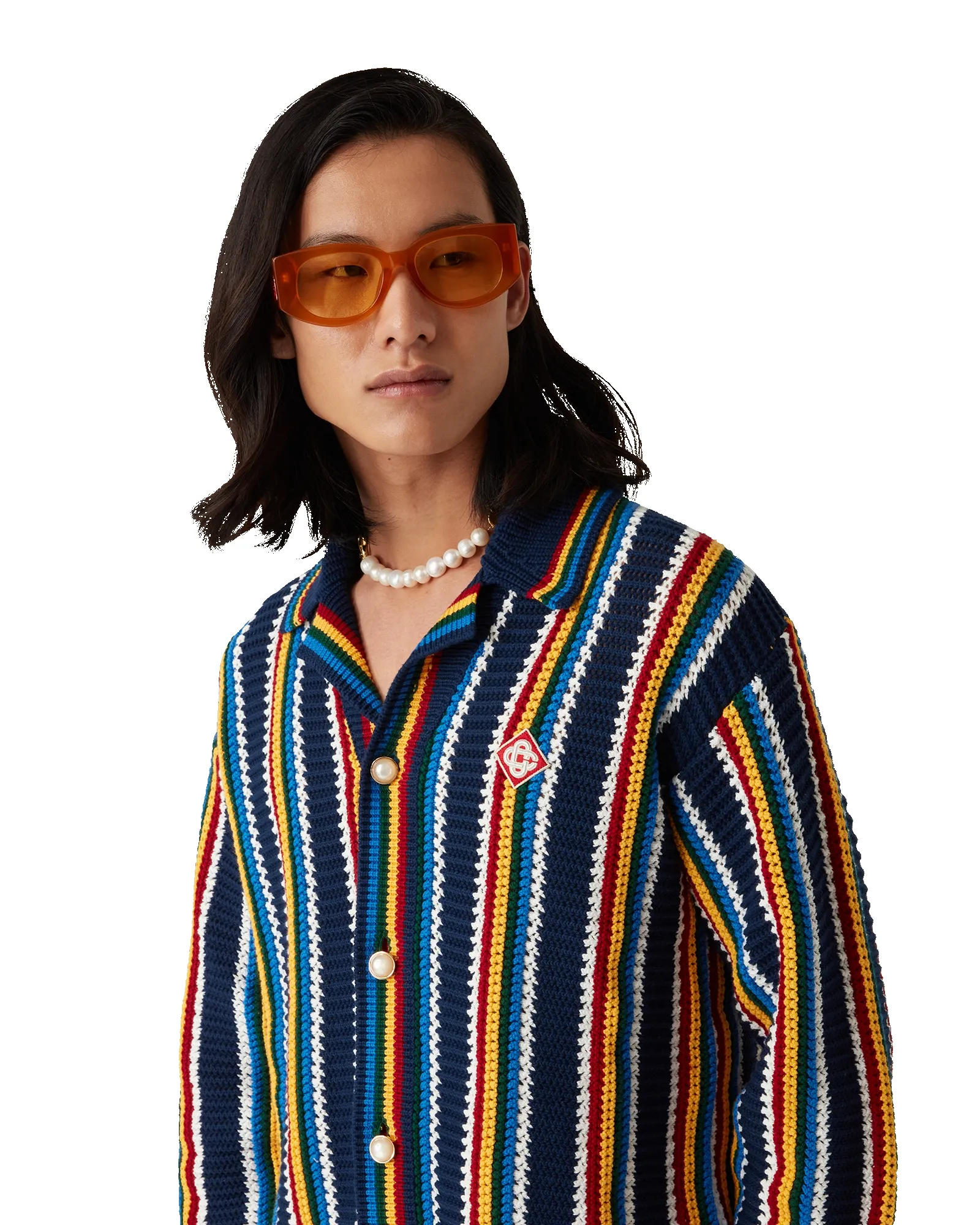 Crochet Long Sleeve Stripe Shirt sold by Casablanca product image thumbnail 5