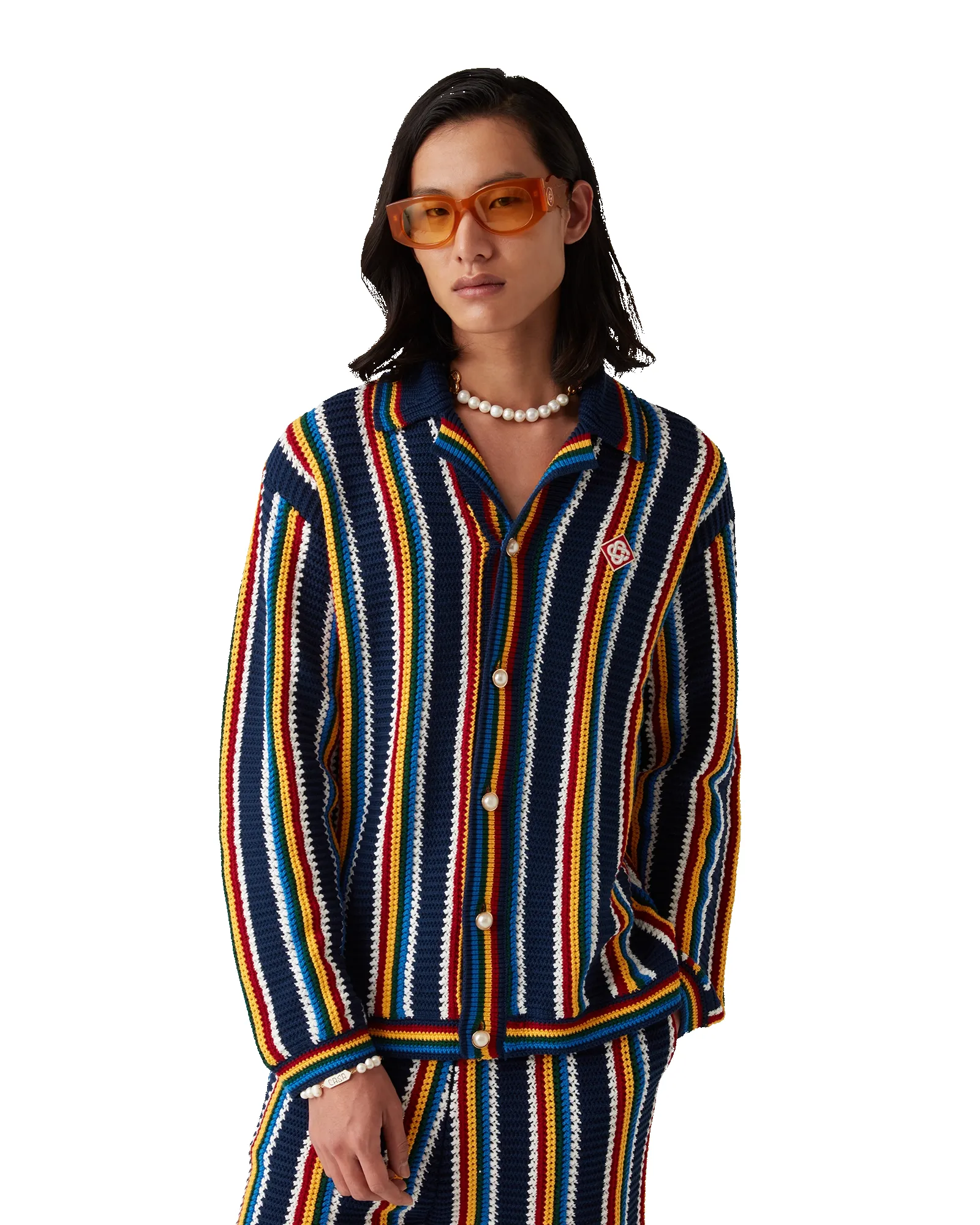 Crochet Long Sleeve Stripe Shirt sold by Casablanca product image thumbnail 4