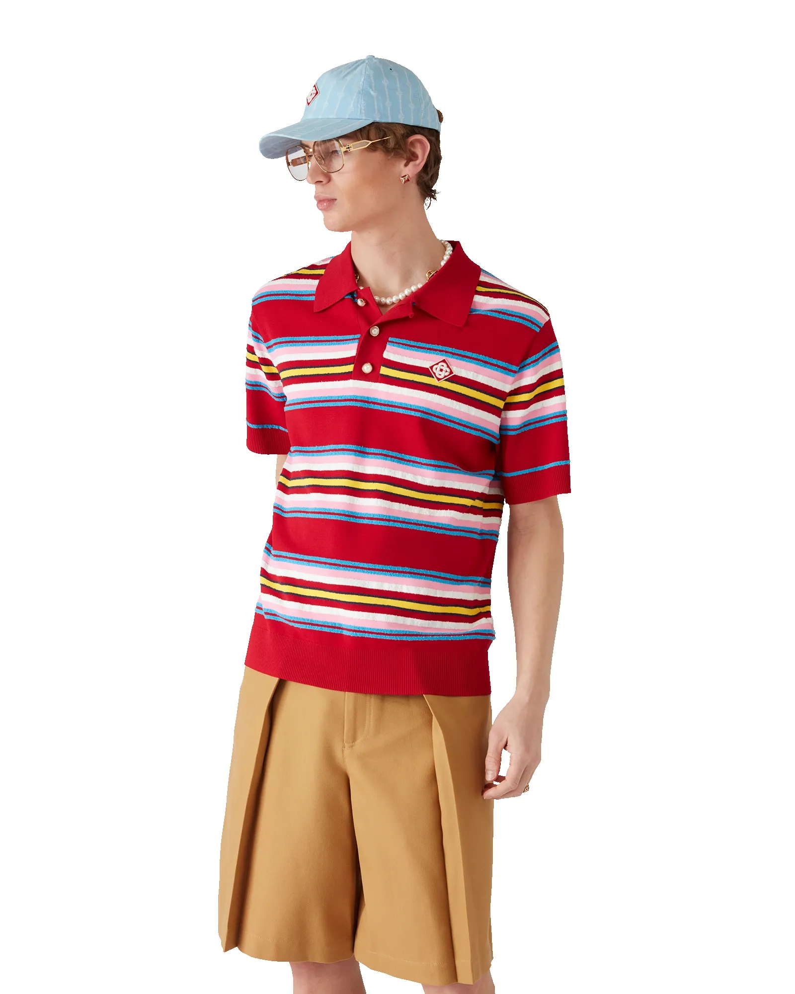 Stripe Oversized Polo Shirt sold by Casablanca product image thumbnail 3