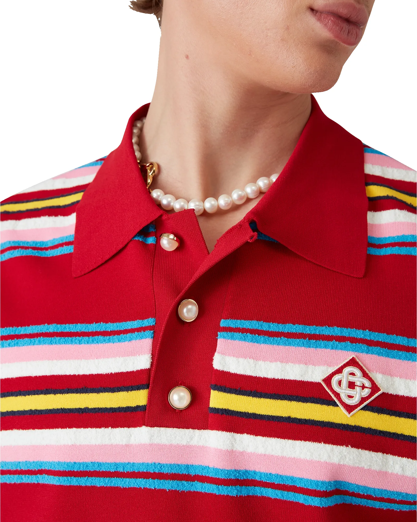 Stripe Oversized Polo Shirt sold by Casablanca product image thumbnail 4