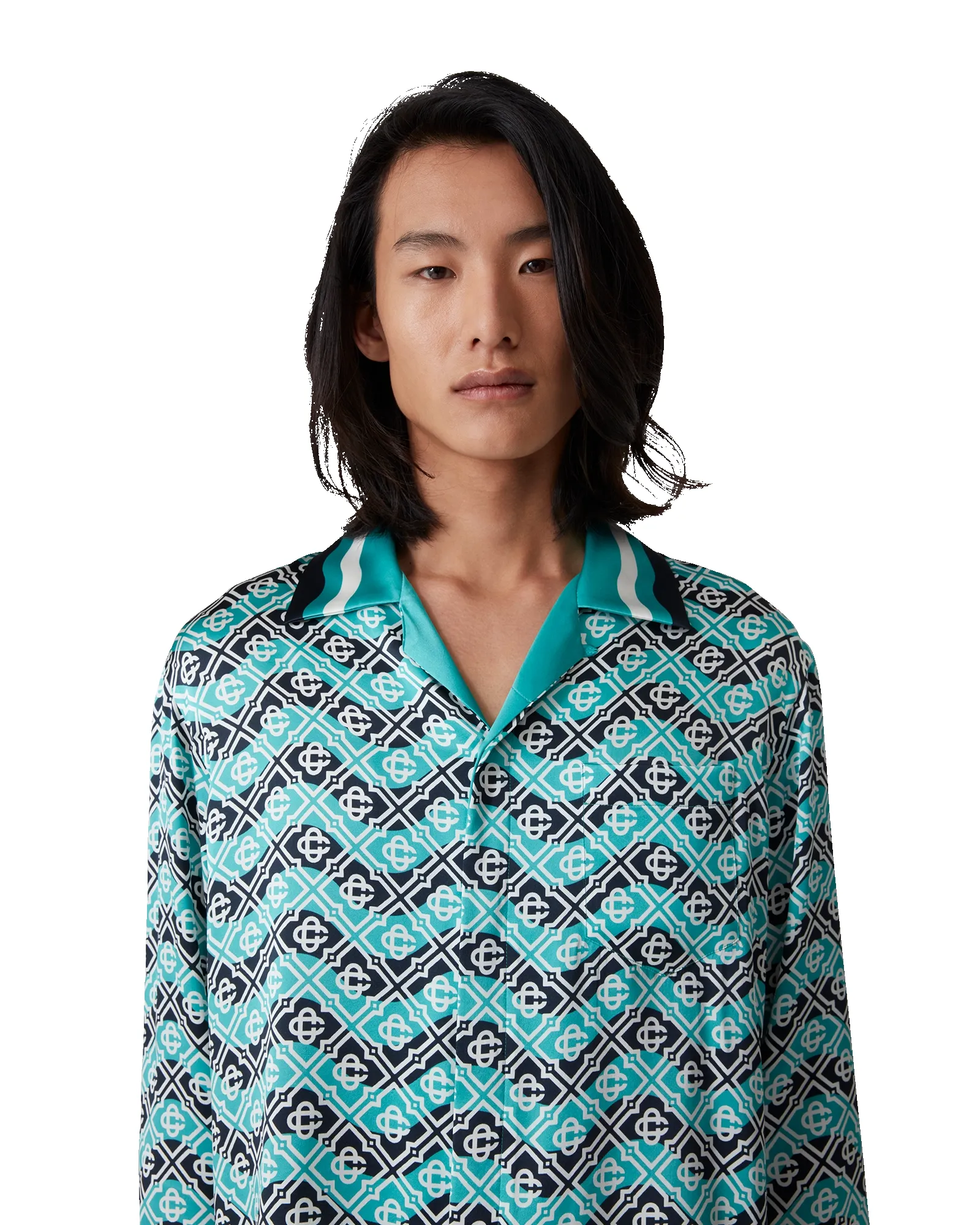 Monogram Wave Long Sleeve Silk Shirt sold by Casablanca product image thumbnail 5