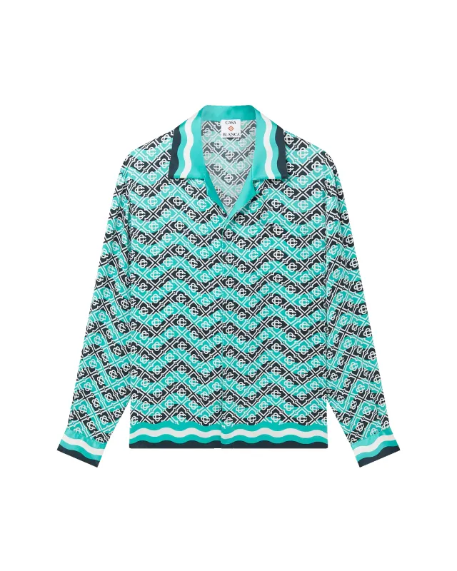 Monogram Wave Long Sleeve Silk Shirt sold by Casablanca