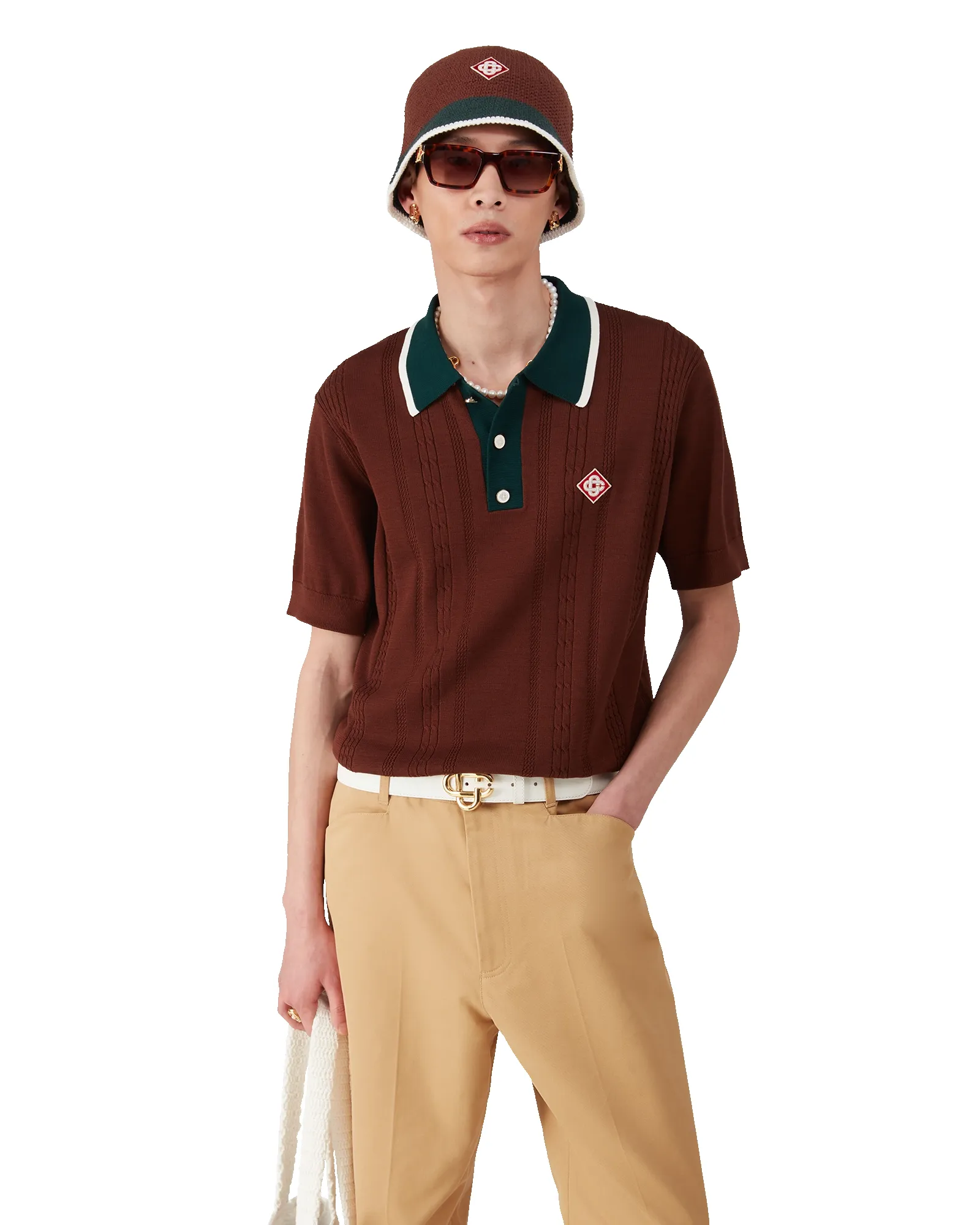 Cable Knit Oversized Polo Shirt sold by Casablanca product image thumbnail 3