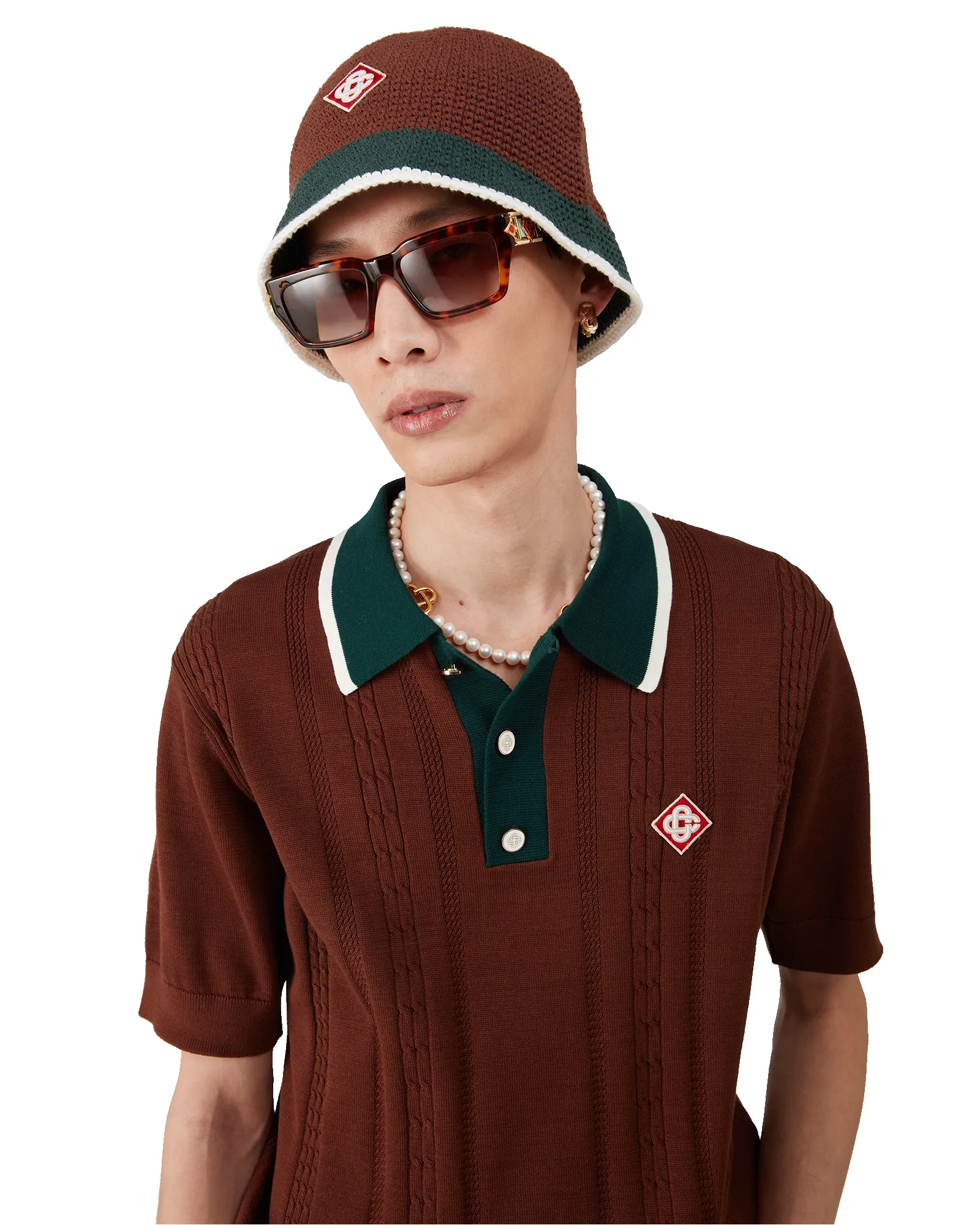 Cable Knit Oversized Polo Shirt sold by Casablanca product image thumbnail 4