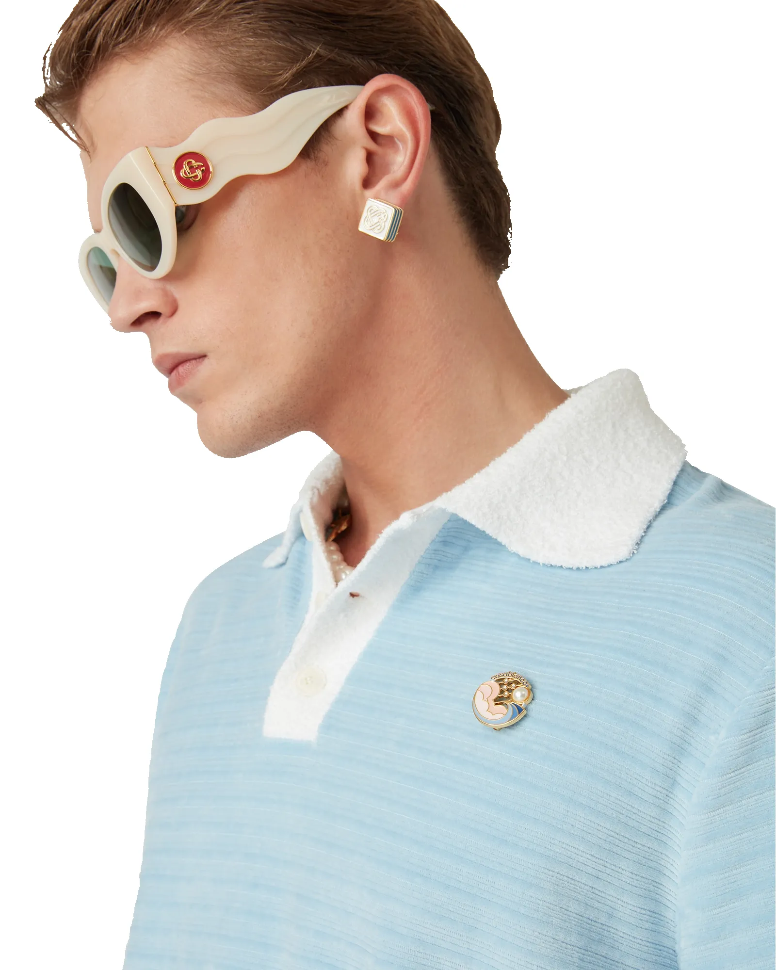 Velour Stripe Polo Shirt sold by Casablanca product image thumbnail 5