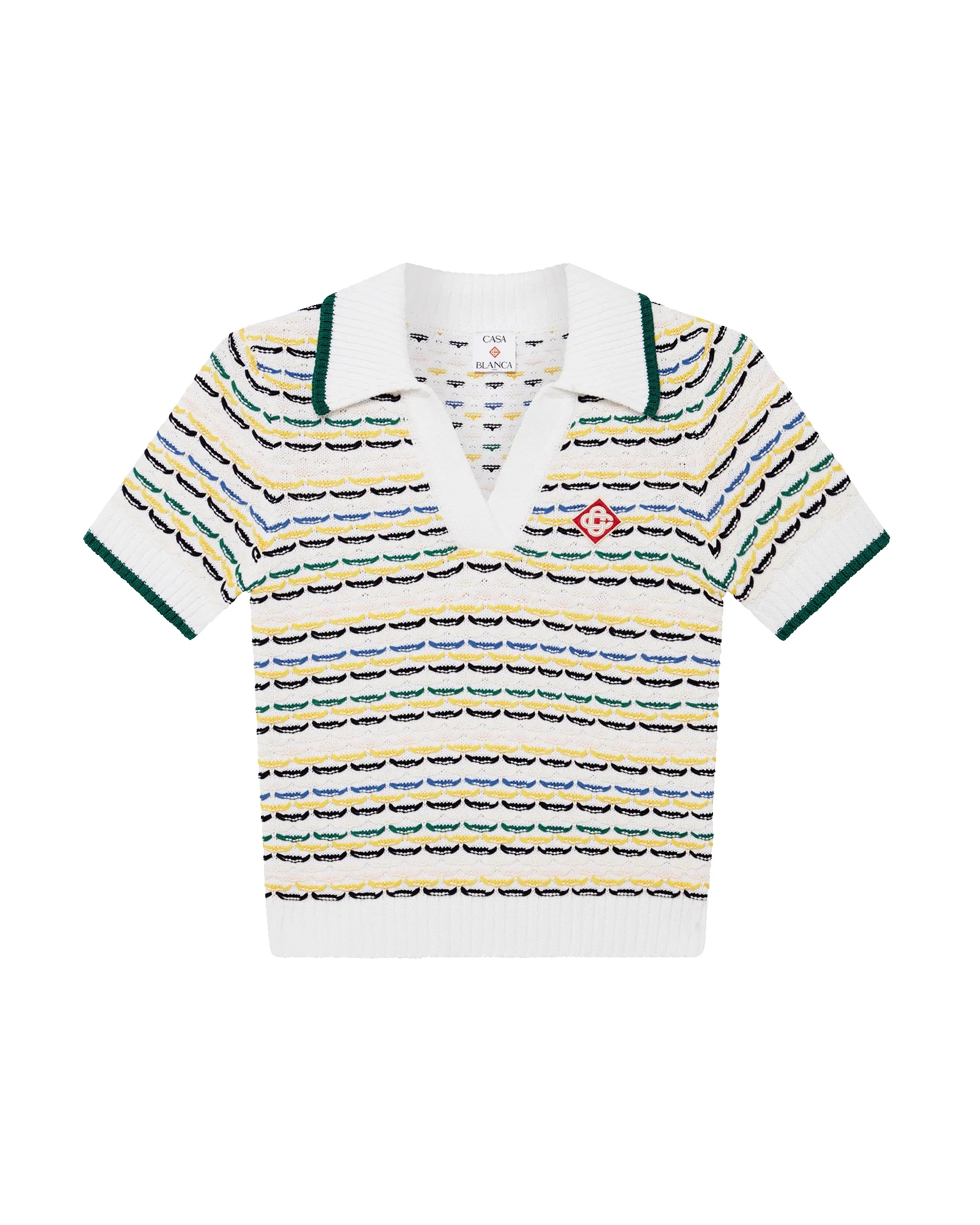 Cotton Tuck Stitch Cropped Polo Shirt sold by Casablanca