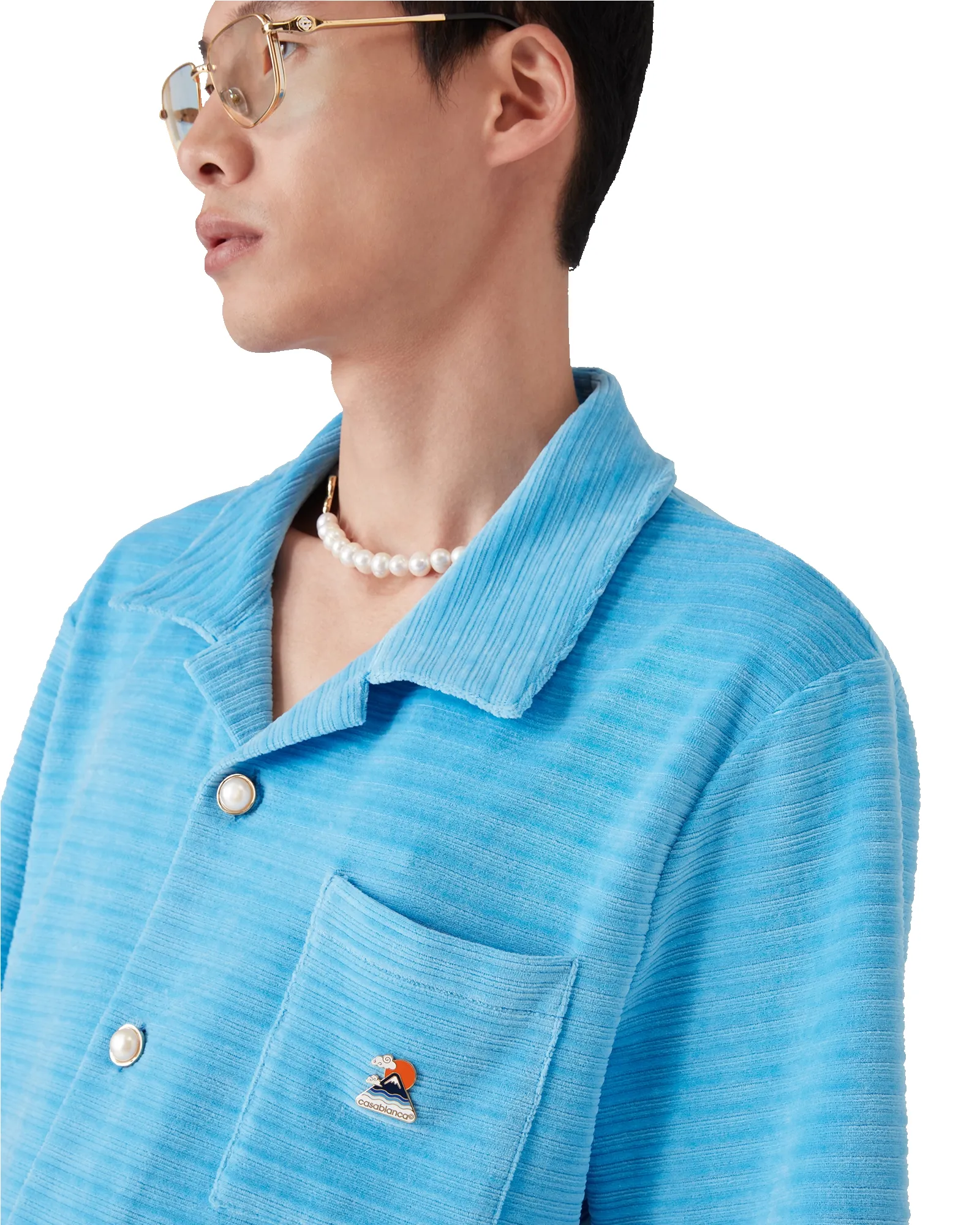 Velour Short Sleeve Stripe Shirt sold by Casablanca product image thumbnail 5