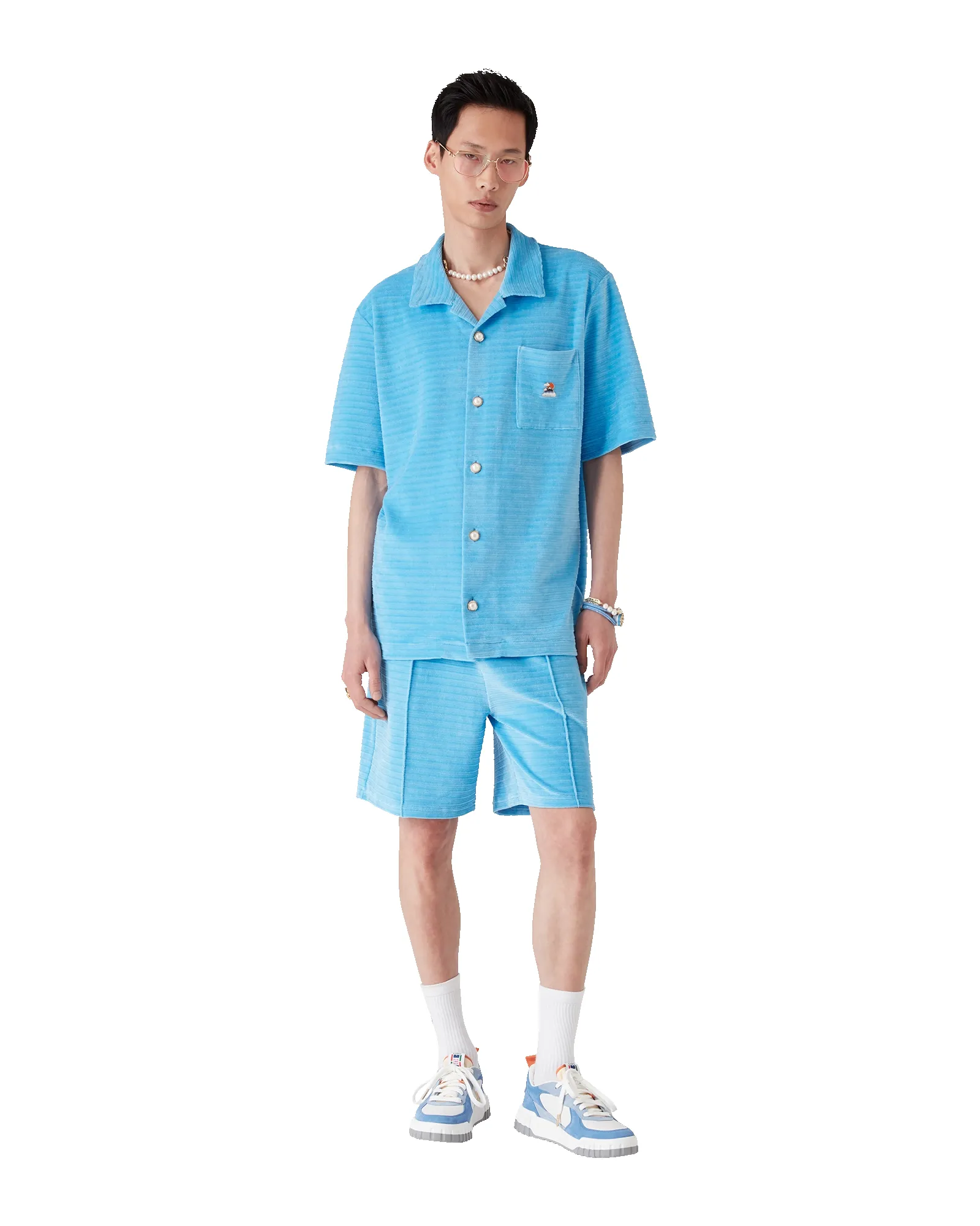 Velour Short Sleeve Stripe Shirt sold by Casablanca product image thumbnail 2