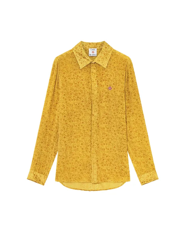 Floral Devoré Long Sleeve Silk Shirt made by Casablanca