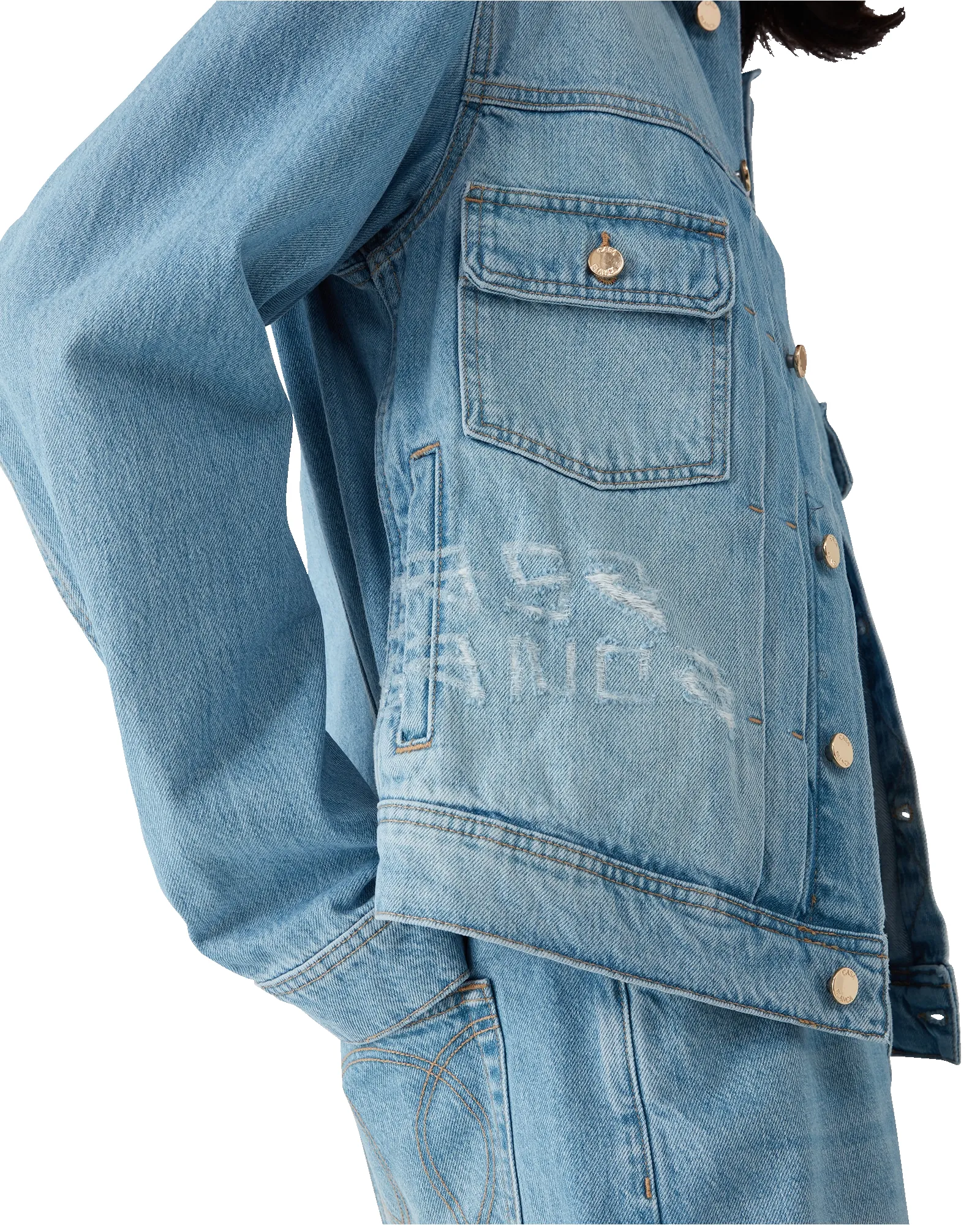 Graffiti Distressed Denim Jacket sold by Casablanca product image thumbnail 5