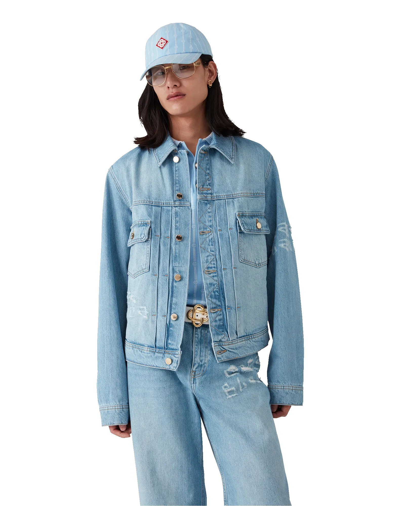 Graffiti Distressed Denim Jacket sold by Casablanca product image thumbnail 4