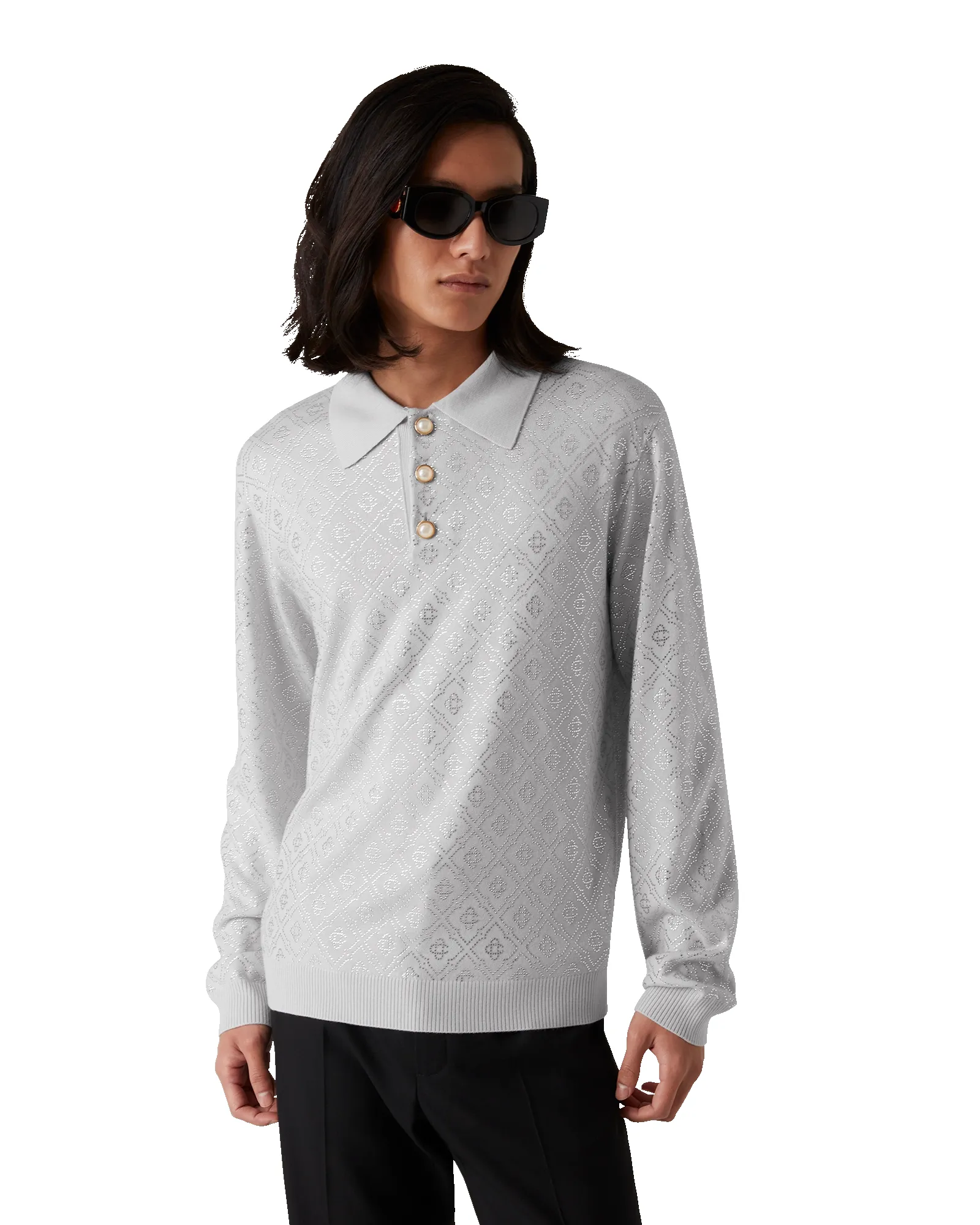 Crystal Monogram Knit Polo Shirt sold by Casablanca product image thumbnail 4