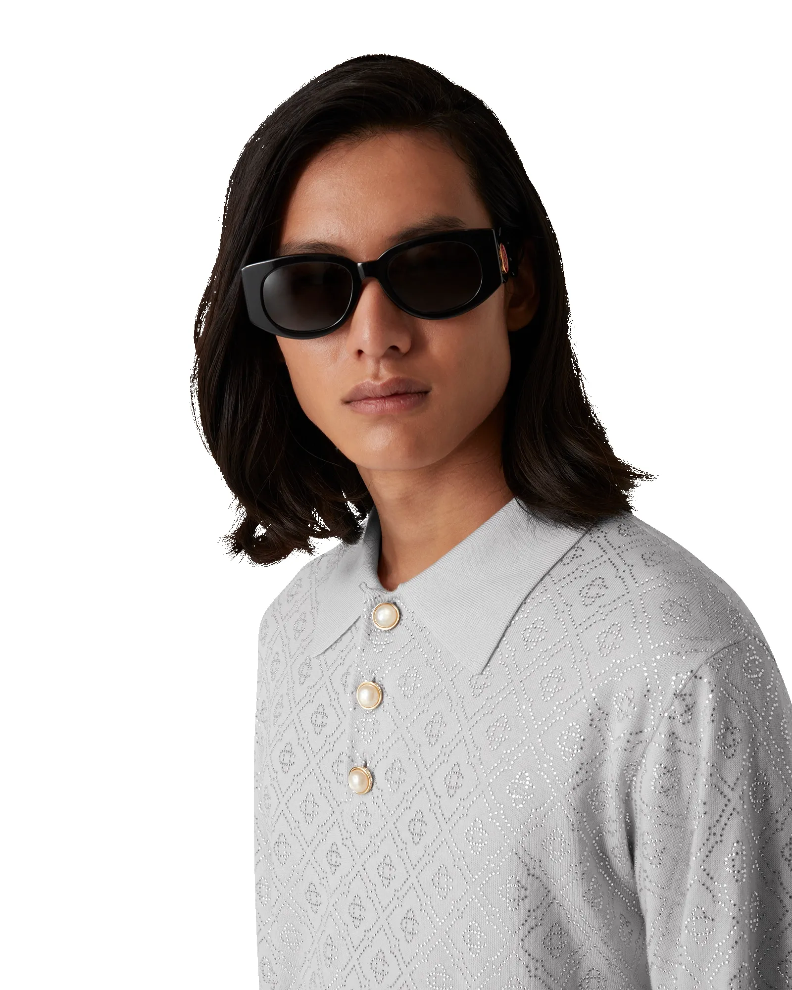 Crystal Monogram Knit Polo Shirt sold by Casablanca product image thumbnail 5