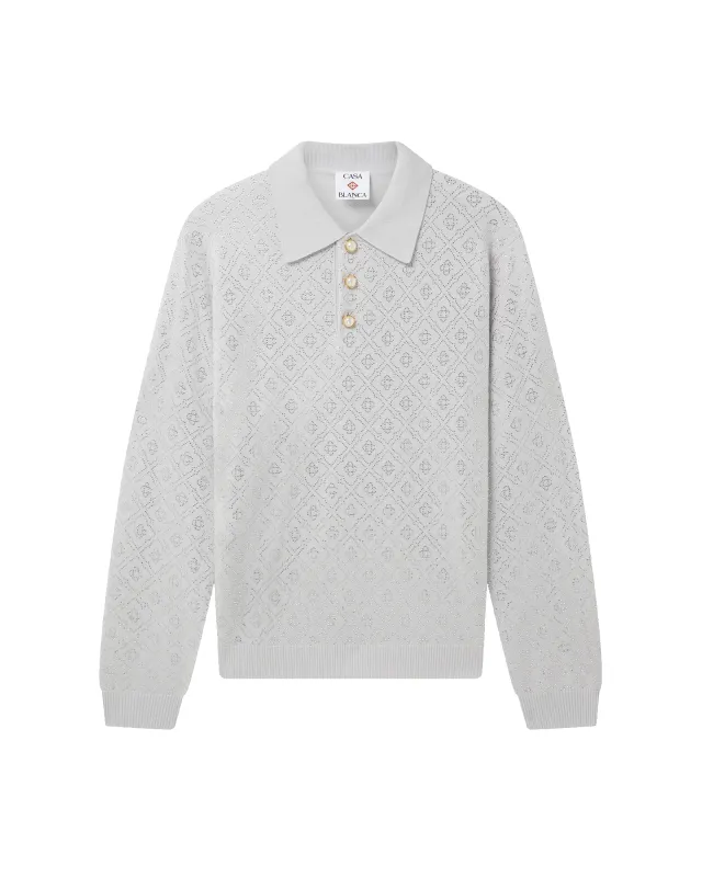 Crystal Monogram Knit Polo Shirt made by Casablanca