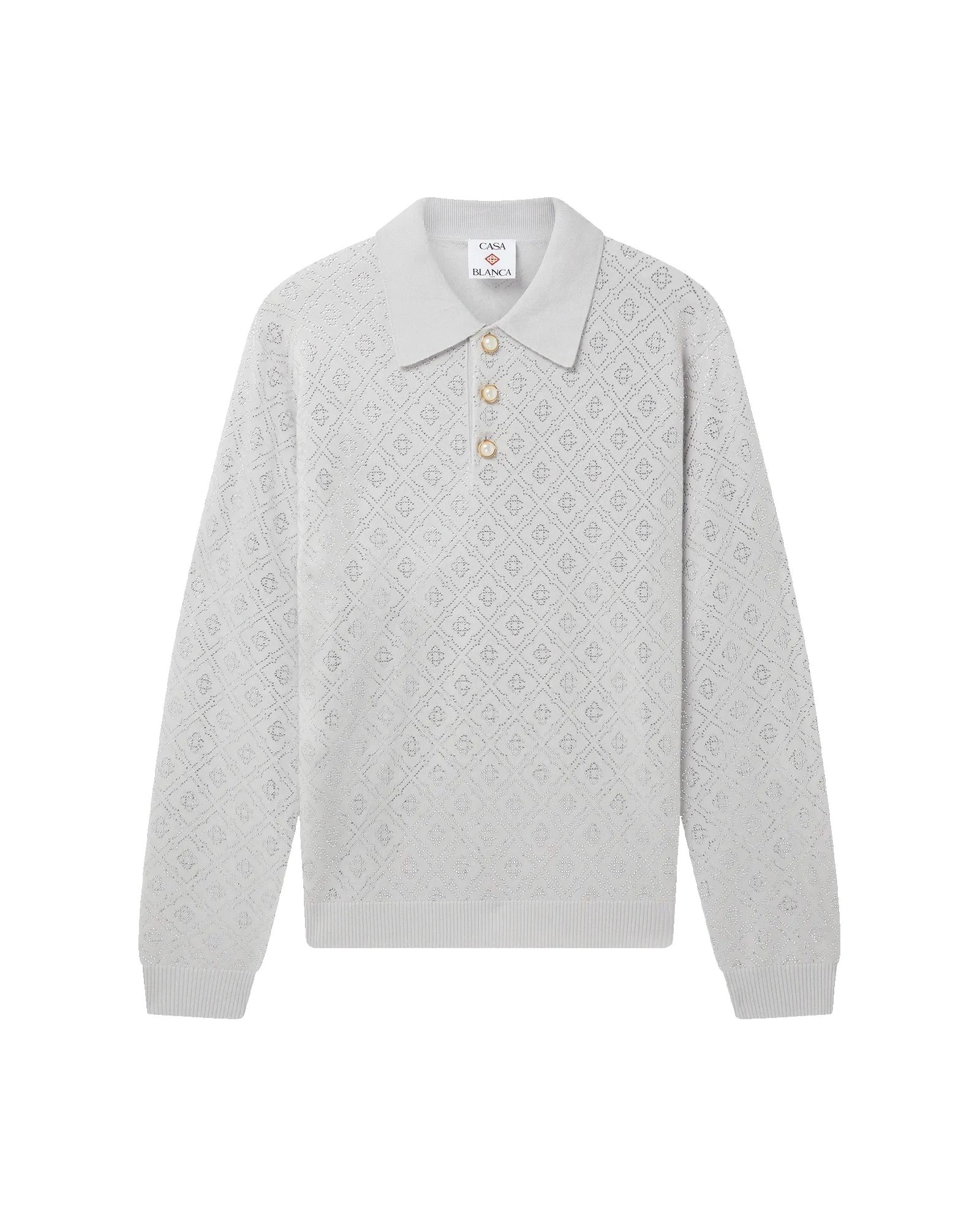 Crystal Monogram Knit Polo Shirt sold by Casablanca