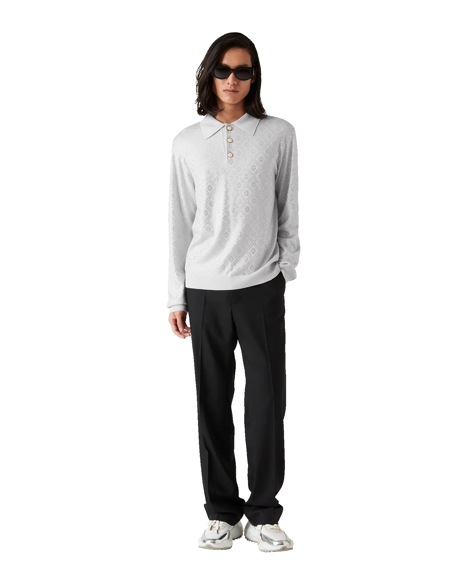 Crystal Monogram Knit Polo Shirt sold by Casablanca product image thumbnail 2