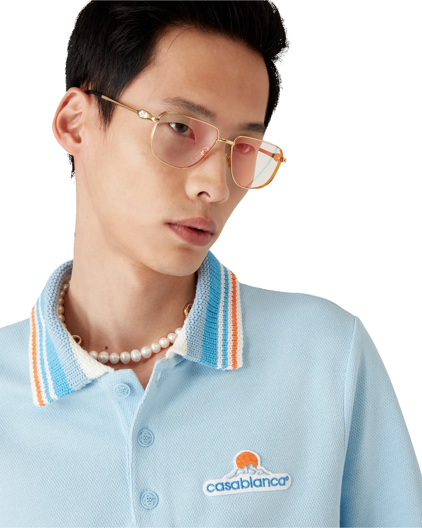 Knit Pique Short Sleeve Polo Shirt sold by Casablanca product image thumbnail 5