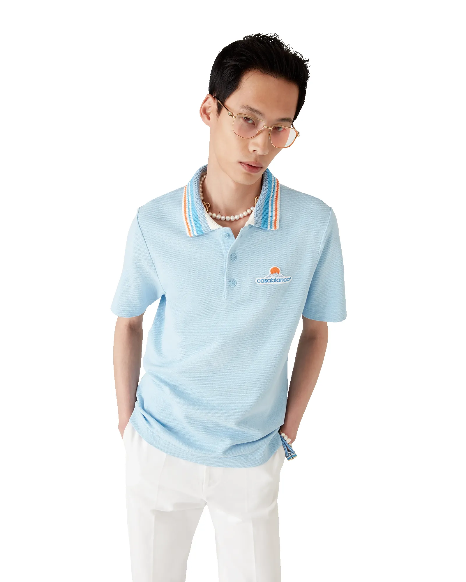 Knit Pique Short Sleeve Polo Shirt sold by Casablanca product image thumbnail 4