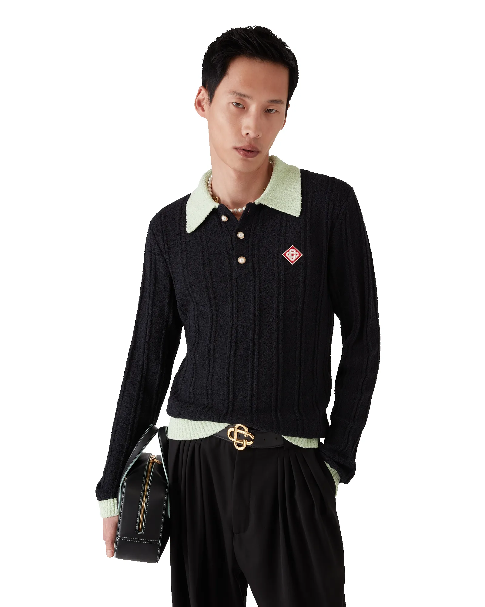 Boucle Long Sleeve Polo Shirt sold by Casablanca product image thumbnail 4