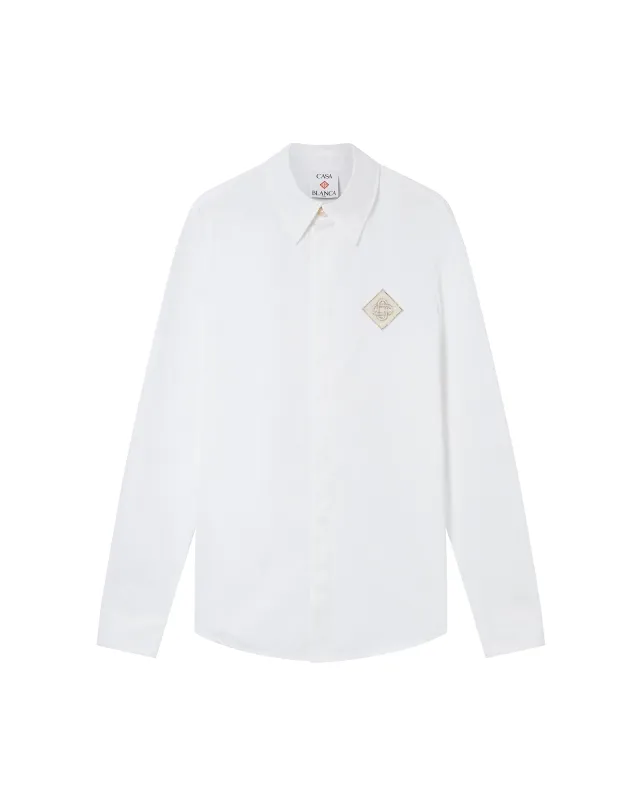 Pearl Diamond Long Sleeve Patch Cotton Shirt sold by Casablanca