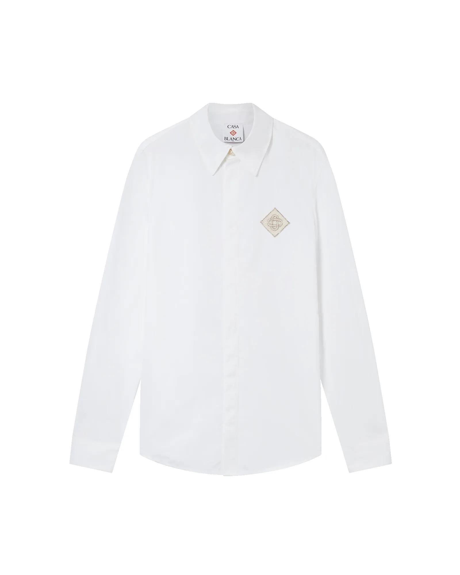 Pearl Diamond Long Sleeve Patch Cotton Shirt sold by Casablanca