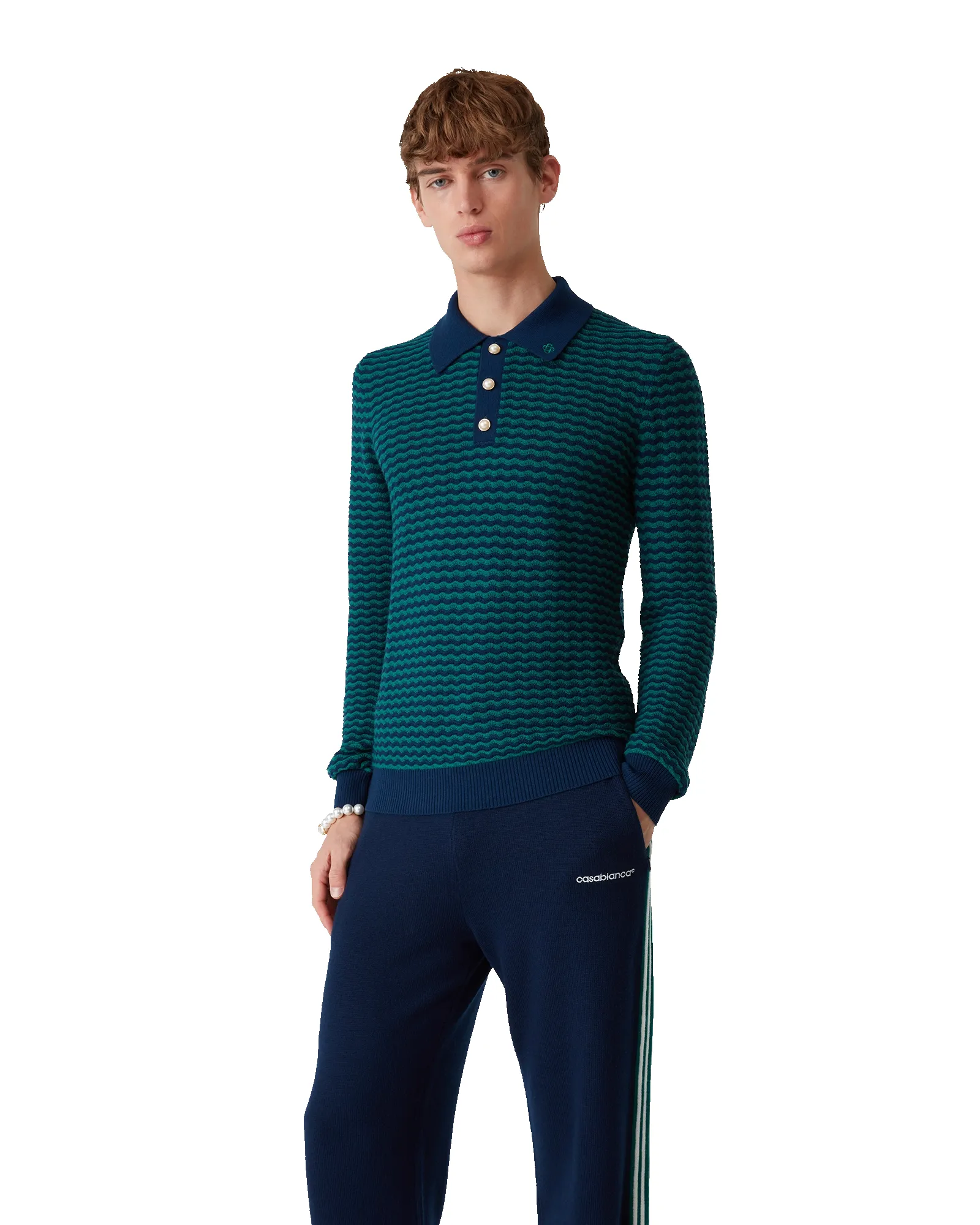 Mini Wave Polo Shirt sold by Casablanca product image thumbnail 4