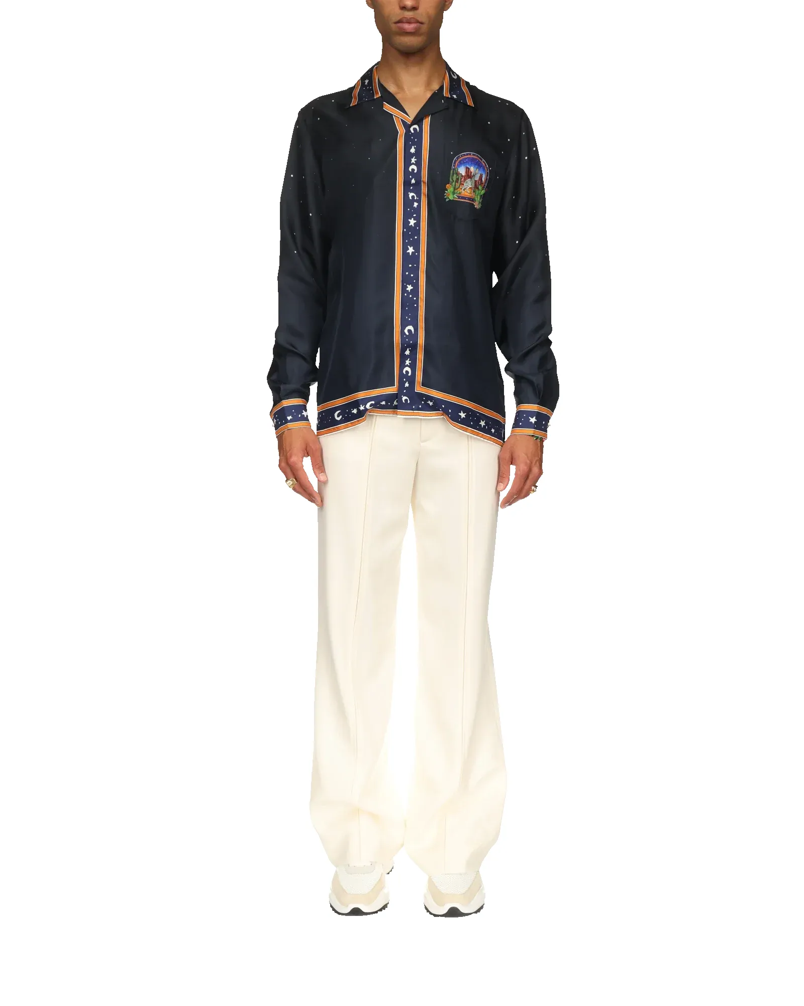 L'Arche Du Desert Nuit Cuban Collar Long Sleeve Silk Shirt sold by Casablanca product image thumbnail 3