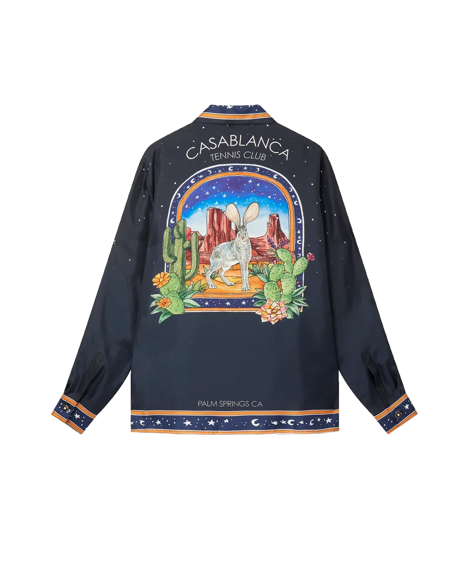 L'Arche Du Desert Nuit Cuban Collar Long Sleeve Silk Shirt sold by Casablanca