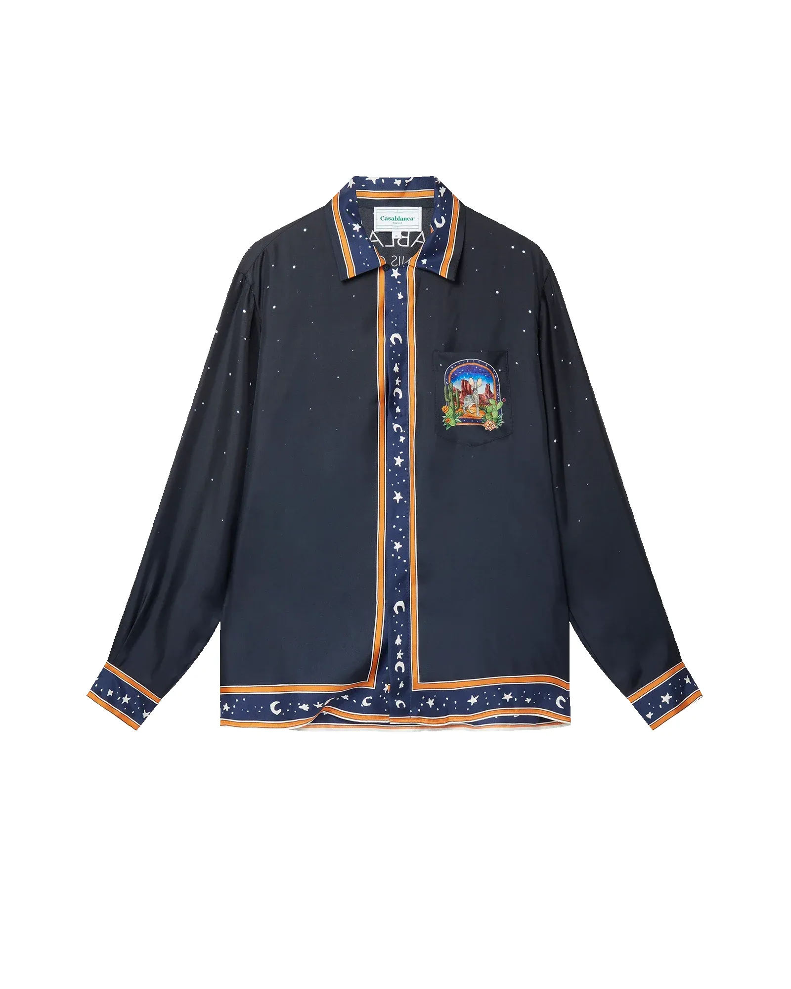 L'Arche Du Desert Nuit Cuban Collar Long Sleeve Silk Shirt sold by Casablanca product image thumbnail 4