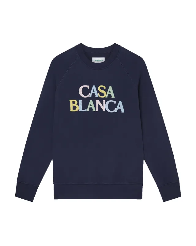 Navy Embroidered Logo Sweatshirt sold by Casablanca
