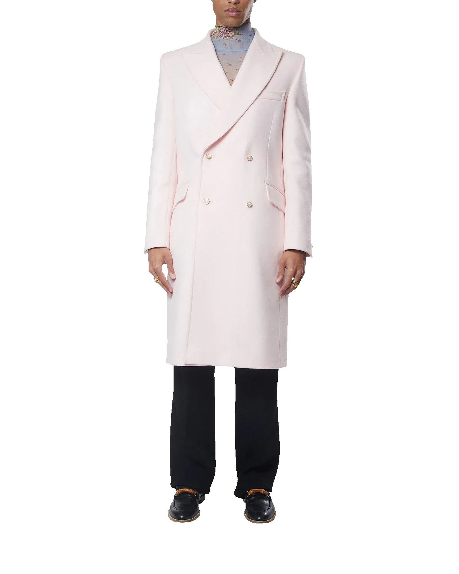 Pink Nativa Wool Double Breasted Overcoat sold by Casablanca product image thumbnail 2