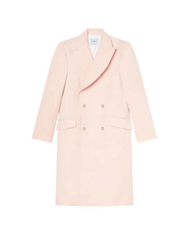 Pink Nativa Wool Double Breasted Overcoat sold by Casablanca