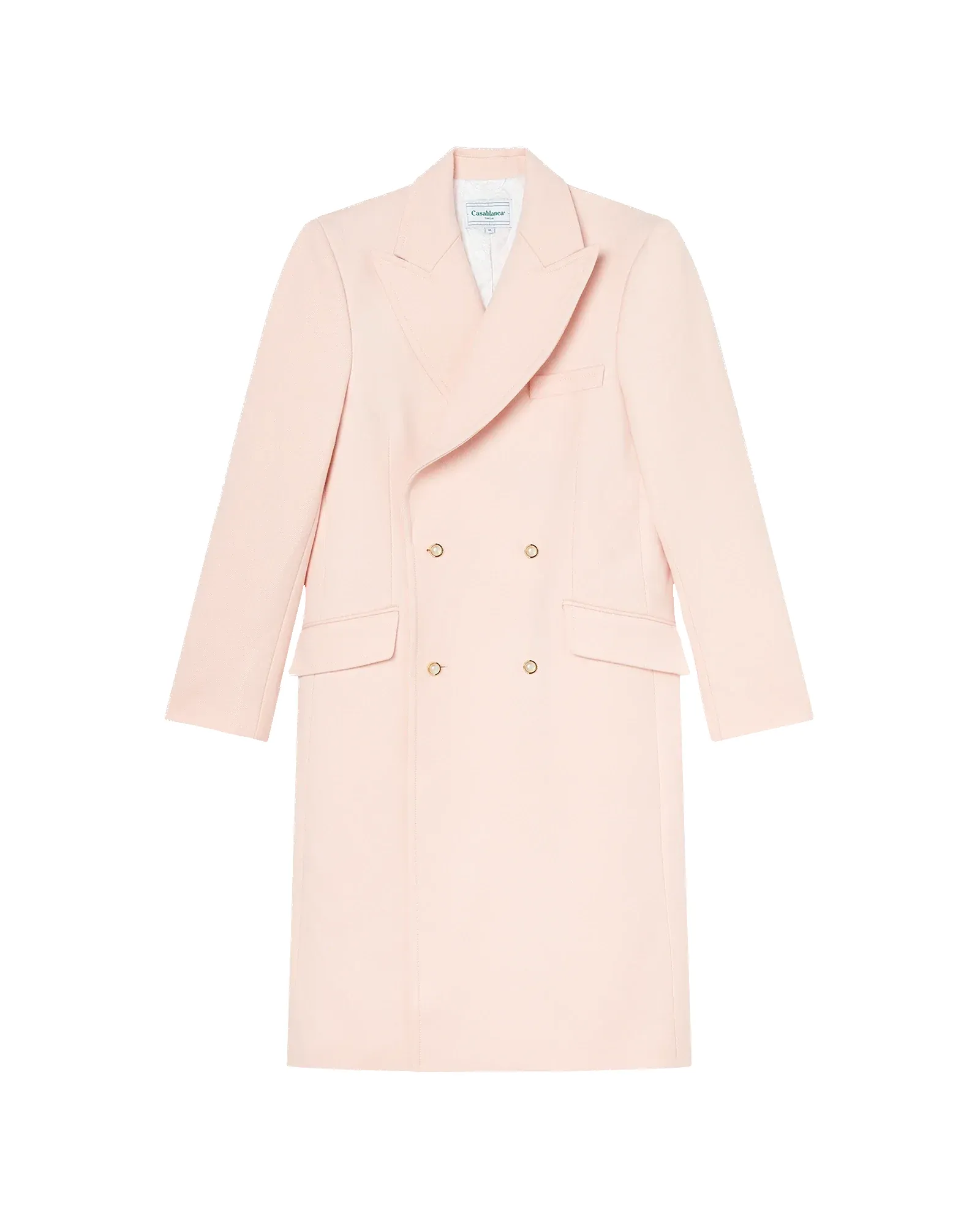 Pink Nativa Wool Double Breasted Overcoat sold by Casablanca