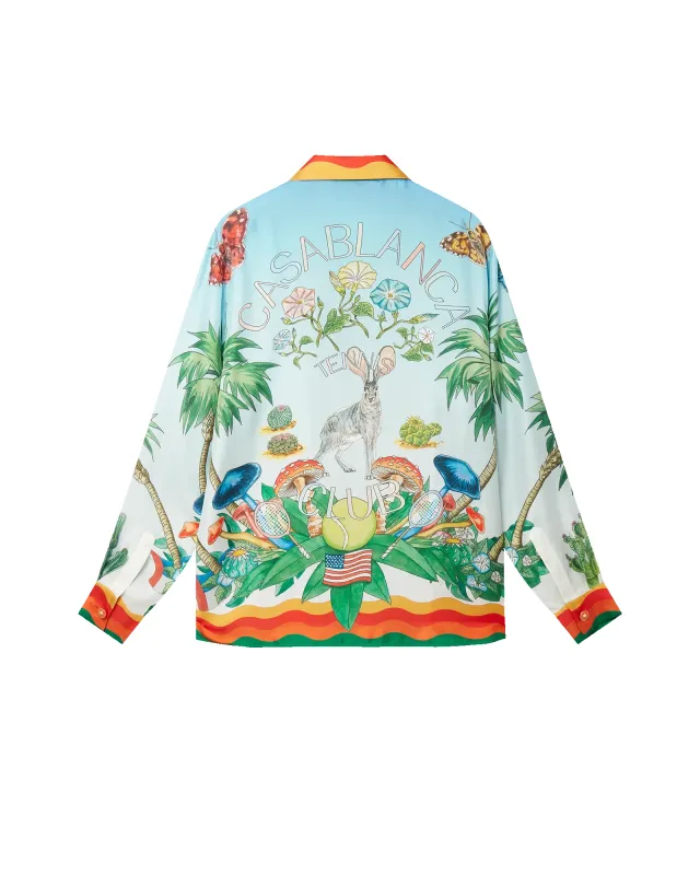 Palm Springs Tennis Club Cuban Collar Long Sleeve Silk Shirt sold by Casablanca