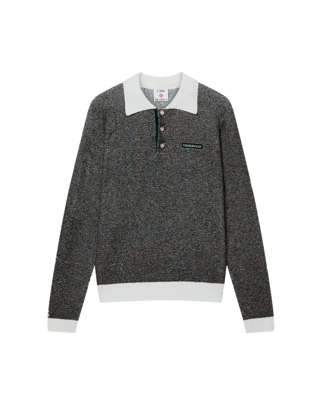 Boucle Stripe Long Sleeve Polo Shirt sold by Casablanca