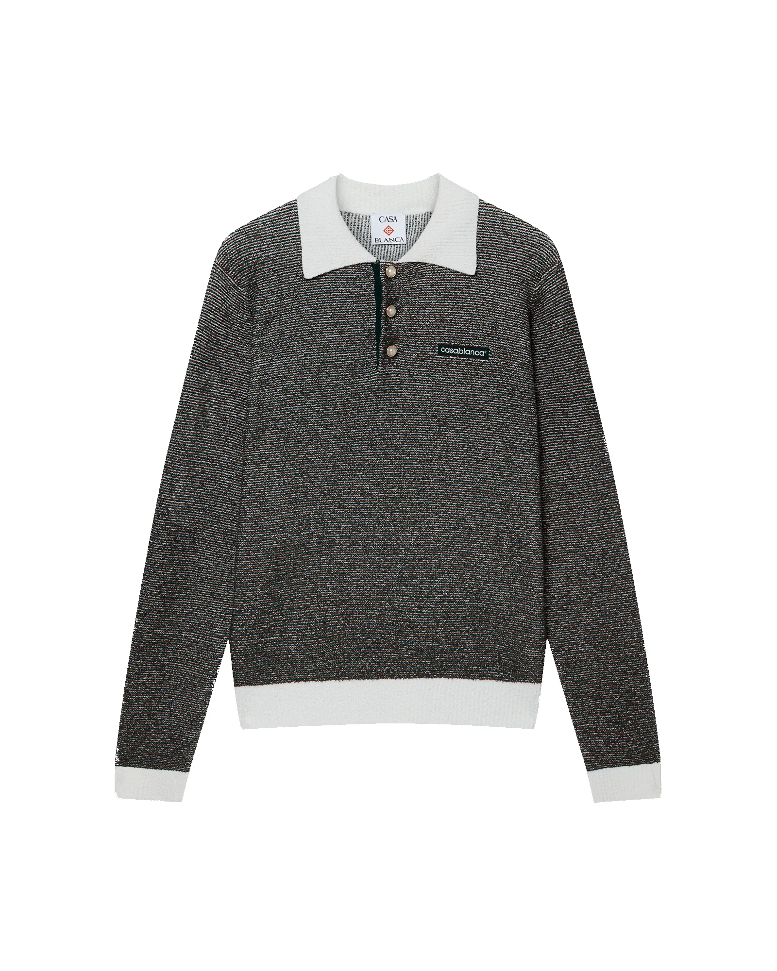 Boucle Stripe Long Sleeve Polo Shirt sold by Casablanca