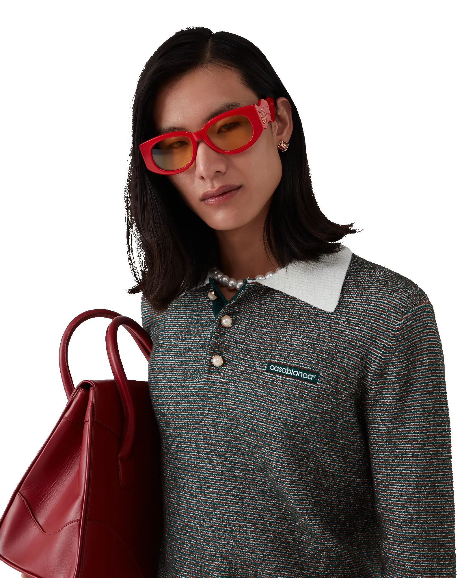 Boucle Stripe Long Sleeve Polo Shirt sold by Casablanca product image thumbnail 4