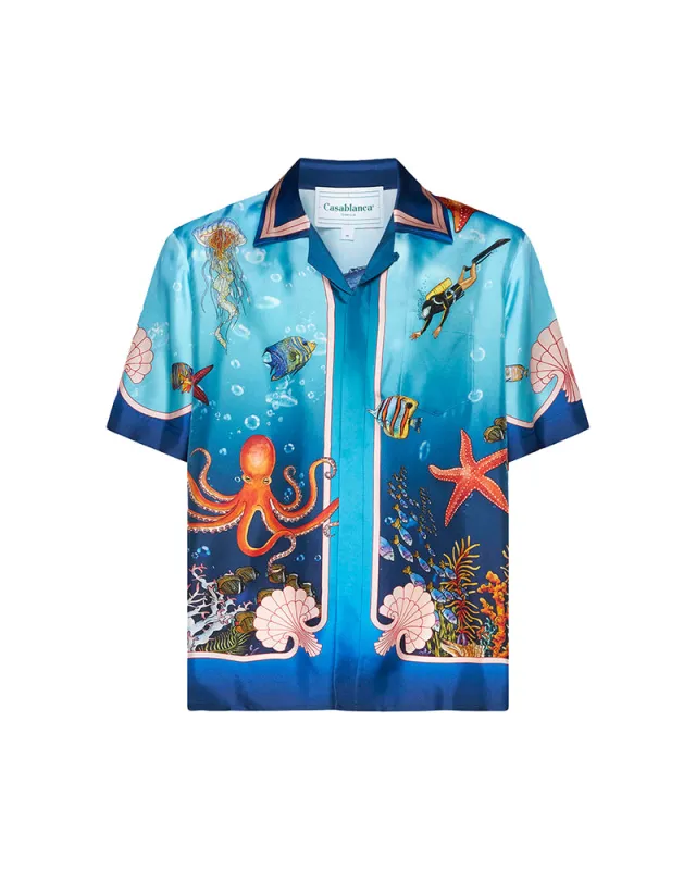 Fond Marin Short Sleeve Silk Shirt sold by Casablanca