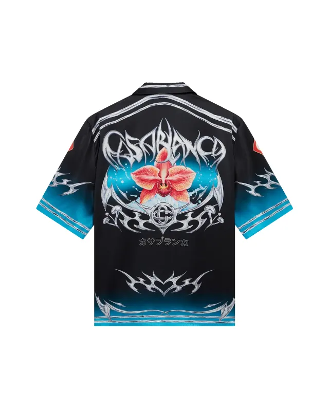 Blades  Short Sleeve Silk Satin Shirt sold by Casablanca