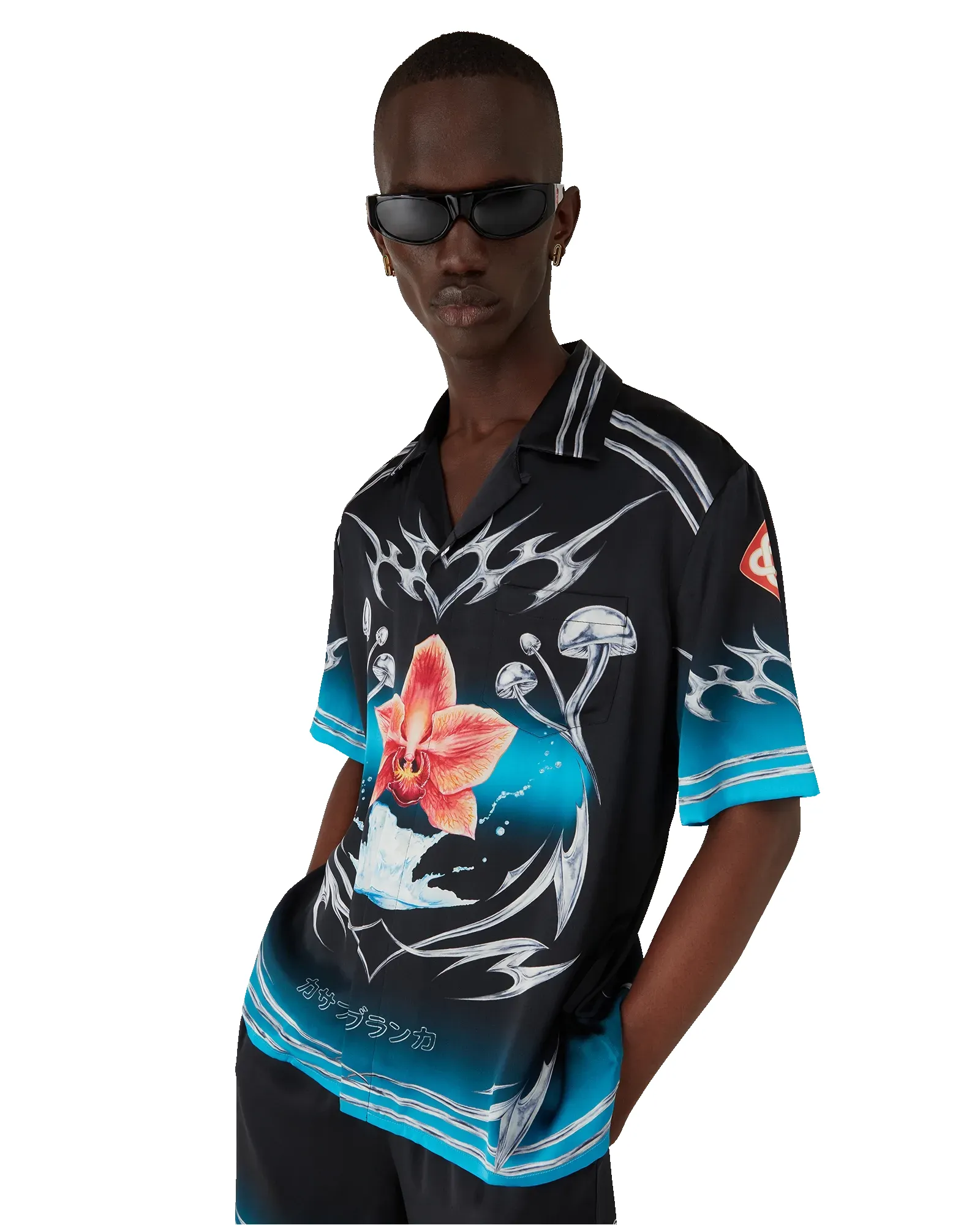 Blades Short Sleeve Silk Satin Shirt sold by Casablanca product image thumbnail 5